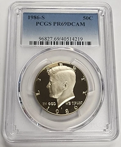 1986-S Kennedy Half Dollar PCGS PR69DCAM Proof 69 FREE SHIPPING Cover