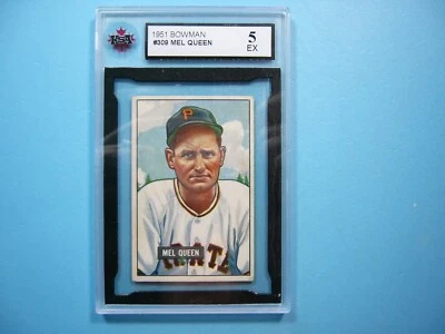 1951 BOWMAN MLB BASEBALL CARD #309 MEL QUEEN ROOKIE KSA 5 EX SHARP '51 BOWMAN - Image 1 of 3