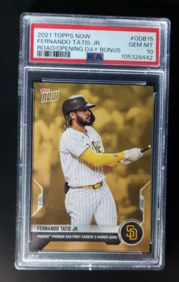 PSA 10 Fernando Tatis Jr PR:1051 Padres Topps Now 3-Homer Game Gold Bonus ODB-15 - Image 1 of 2