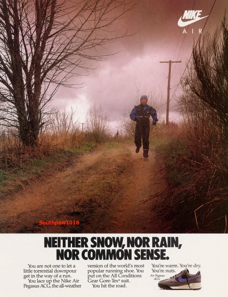 1980's Nike "Air Pegasus ACG" Running Shoes 'Common Sense' Reprint Ad - Image 1 of 1