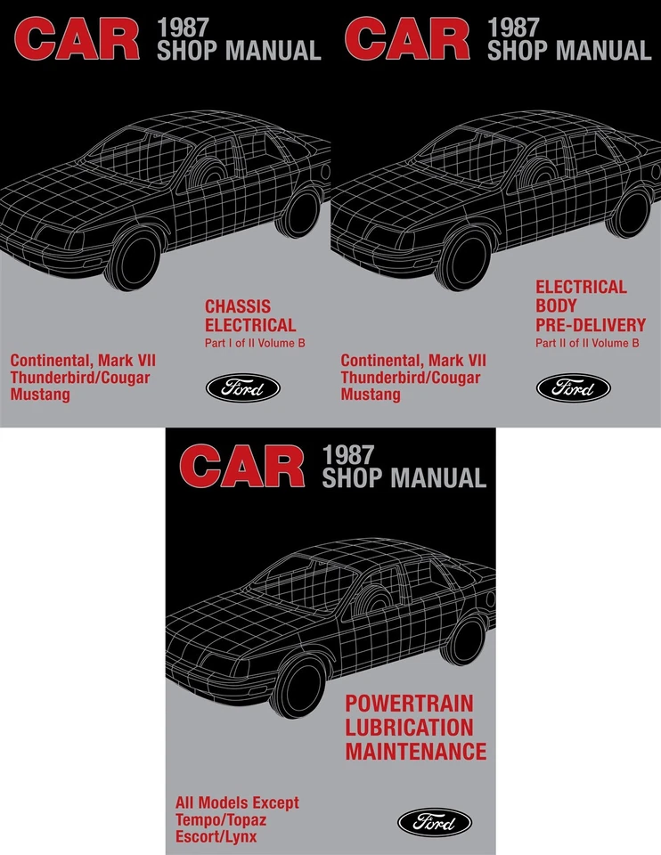 1987 Ford Mustang Thunderbird Mark VII Cougar Shop Ручной Набор - Объемы B, D и F - Изображение 1 из 4