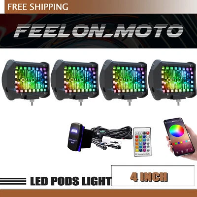 Cápsulas de trabajo LED color RGB de 4x4" luces estroboscópicas multicolores intermitentes todo terreno Foto 1 de 4