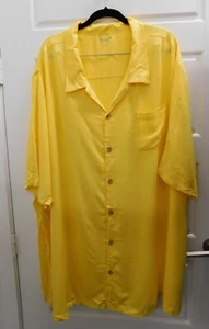 KS Island Tropical Yellow Short-Sleeve Button Up Mens 5XL Tall Lightweight - Picture 1 of 5