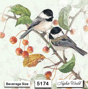 (5174) DOS servilletas individuales de papel para bebidas/cócteles decoupage - CHICKADEE  - Imagen 1 de 3
