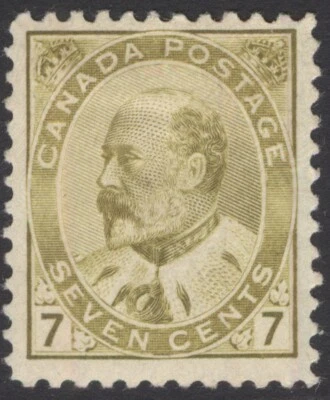 CANADA 92ii 7c 1903 YELLOW OLIVE KING EDWARD VII ABNC OTTAWA MPH CV$500 - Image 1 of 2