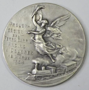 1904 Argentina Extensión del Ferrocarril a Andino y Dolores Gottuzzo Medalla de Plata - Imagen 1 de 5