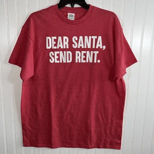 Dear Santa Send Rent Tee Shirt Men’s Unisex Large Red Short Sleeve Ugly Tee - Picture 1 of 10