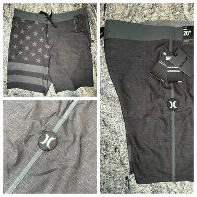 Pantalones Cortos de Tabla Hurley Phantom Patriot Para Hombre Talla 30 Natación Bandera de EE. UU. Estrellas ELASTIZADOS Foto 1 de 4
