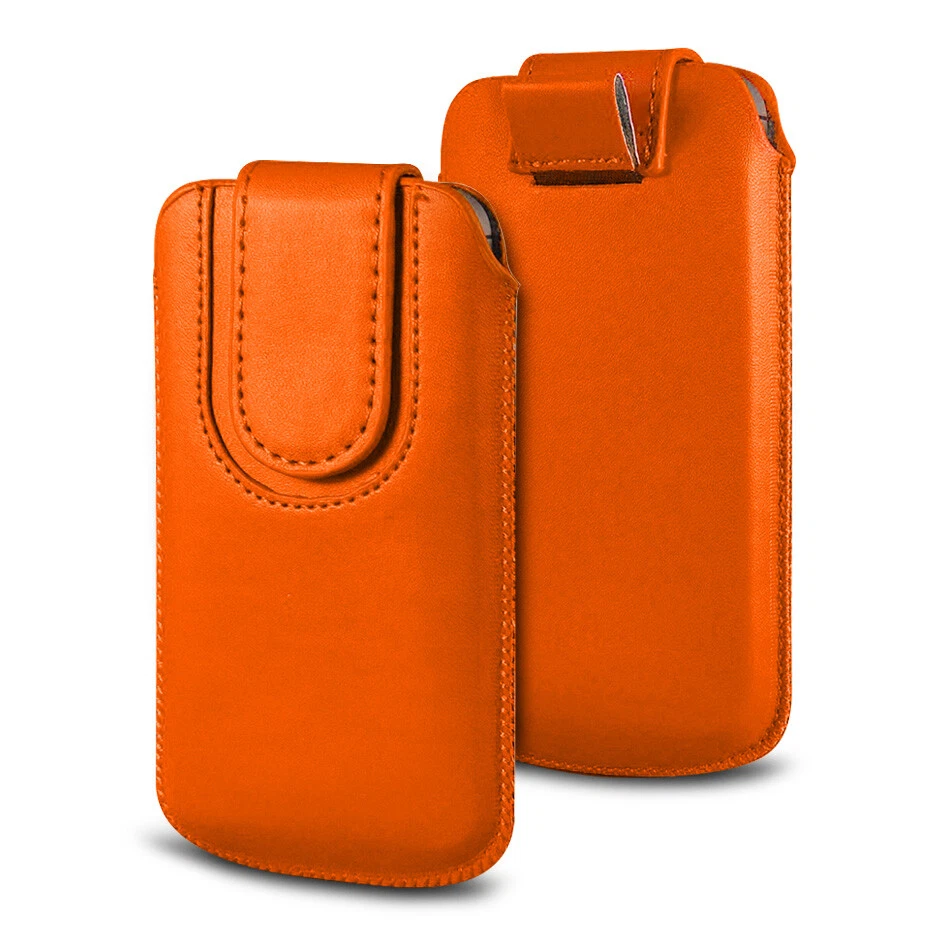 Magnetic PU Leather Pull Tab Flip Case Cover For Various Phones - Orange (XXL) - Image 1 of 1