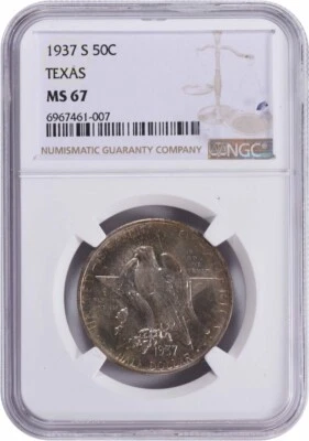 Texas Commemorative Silver Half Dollar 1937-S MS67 NGC - Image 1 of 4