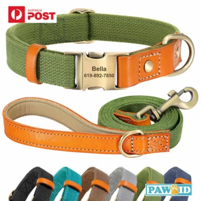 2022 Nylon Custom Dog Collar Leash Set Personalised Genuine Leather Accessories - Image 1 of 4