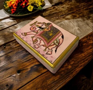 Caja organizadora de baratijas pintada a mano elefante multiusos estuche de madera - Imagen 1 de 12