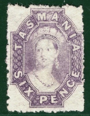 Australia States TASMANIA Chalon QV SG.? 6d Violet *PIN-PERF* Mint MNG PIBLUE12 - Image 1 of 4