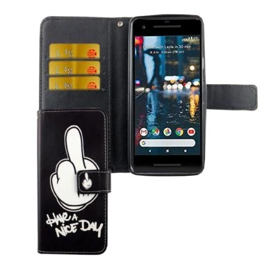 Custodia Cellulare Protettiva per Google Pixel 2 Cover Borsa Wallet - Immagine 1 di 4