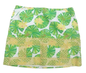 Lilly Pulitzer Hip Hop Hooray Green Yellow Lily Pads & Frogs Skirt Size 14 - Picture 1 of 11