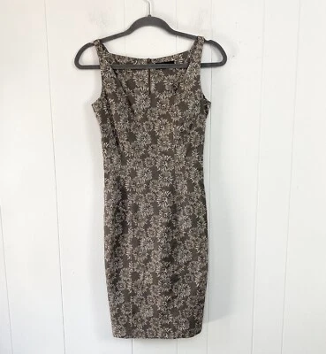 Piazza Sempione Womens Sleeveless V Neck Dress Brown Beige Floral Cotton Sz XS* - Image 1 of 4