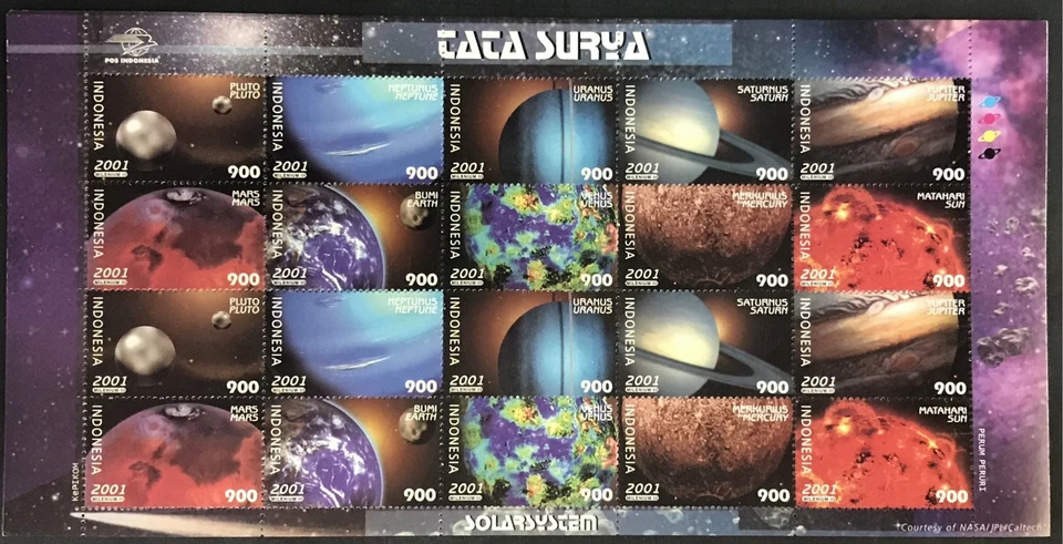 Indonesia #Mi2054-Mi2063 MNH M/S 2001 Solar System Galaxy Planets [1927a-1927j] - Image 1 of 1