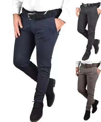Pantaloni Uomo Invernali Eleganti Slim fit Elasticizzati Chino Cotone a quadri - Immagine 1 di 4