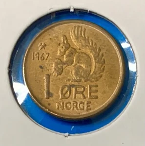 Norwegen 1 Erz 1967 Eichhörnchen Tier Münze - Bild 1 von 3