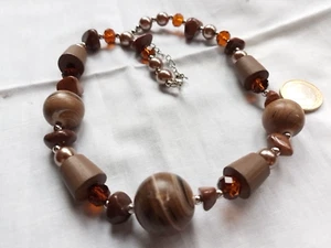 Halskette silber braune fein abgestimmte Zierelemente - Bild 1 von 2