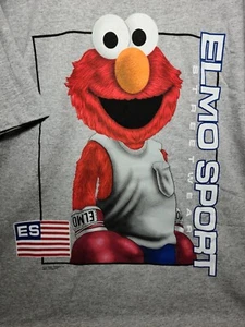 Vintage Elmo T-Shirt 90s sport boxing cartoon parody single stitch USA Mens XL - Picture 1 of 5