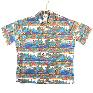 Cooke Street Mens XL Hawaiian Shirt PULLOVER Cotton Colorful Scenes Honolulu USA - Picture 1 of 12