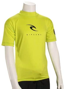 Rip Curl Boy's Corpo SS Rash Guard - Lime - New - Picture 1 of 1