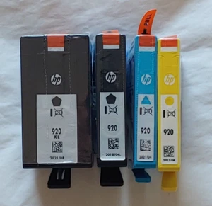 Lot of 4 SEALED GENUINE OEM HP 920 Ink Cartridges - 1 XL BK / 1 BK / 1 C / 1 Y - Picture 1 of 2