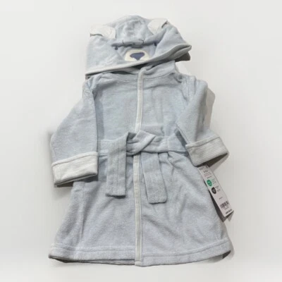 BNWT Carters 0-9 Months Blue Bear Hooded Terry Robe With Stripe Detail - Image 1 of 4