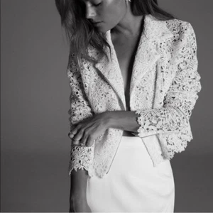 $1,375 Rime Arodaky Drew Guipure White Lace Bridal Moto Jacket XS - Picture 1 of 9