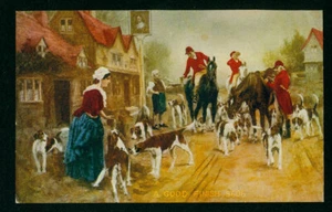 1908 FOX HUNTING HOUNDS DOGS HORSES - A Good Finish Concord, Indiana POSTCARD - Picture 1 of 2