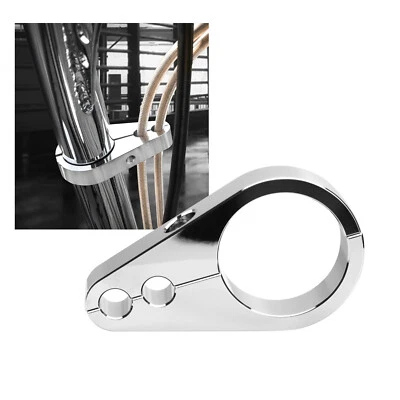 1.25" Chrome Dual Hole Clutch Cable Brake Line Clamp for Harley Handlebar Frame - Image 1 of 4