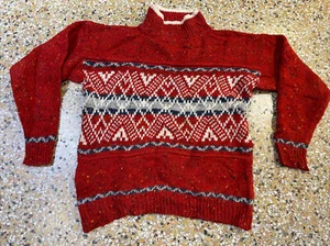 Vintage 80s 90s FAIR  ISLE  Sweater RED/WHITE/BLUE Sz SM/MED - Picture 1 of 10