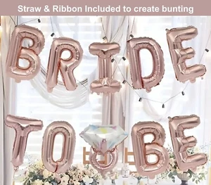 16" BRIDE TO BE Set 10pc Aluminium Foil Balloons For Wedding Hen Party Bunting - Picture 1 of 2