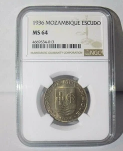 1936 MOZAMBIQUE ESCUDO NGC MS64 MS 64 Portugal Colonial Certified Graded Coin  - Picture 1 of 6