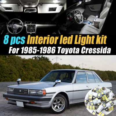8Pc Super White Car Interior LED Light Bulb Kit for 1985-1986 Toyota Cressida - Image 1 of 4