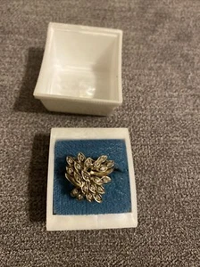 Vintage 14k Gold Diamond Cluster Large Ring Size 6 - Picture 1 of 10