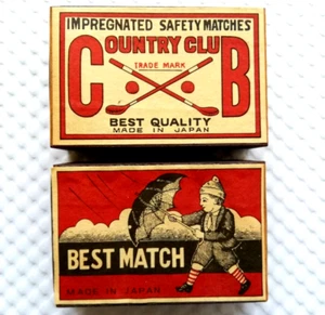 2 old Safety Matches matchbox. Made of wooden planks Japan Rare #7 - Picture 1 of 12