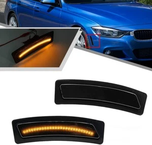 2 Smoke Amber LED Bumper Side Marker Lights For 16-19 BMW F30 F31 F32 3 4-Series - Foto 1 di 12