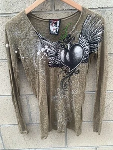 T-Shirt In Vein schwarz glitzernde Struktur Burn Out oliv Größe S neu ohne Etikett - Bild 1 von 3