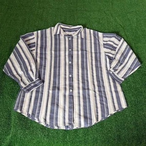 Tommy Hilfiger Button Up Hemd Roll Tab Langarm Navy Gestreift Freizeit Gr. L - Bild 1 von 12