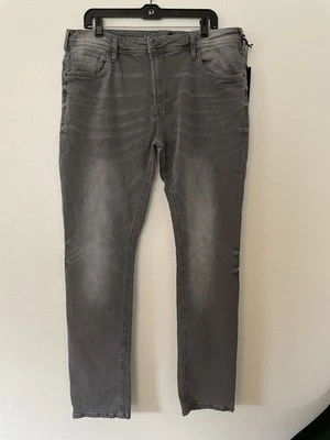 Pantalones de mezclilla Buffalo David Bitton 1972 Max-X ajustados elásticos grises para hombre 36x32 Foto 1 de 4