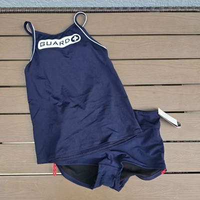 Tankini para mujer TYR azul marino salvavidas espalda deportiva con pantalones cortos para niño talla S nueva muestra Foto 1 de 4