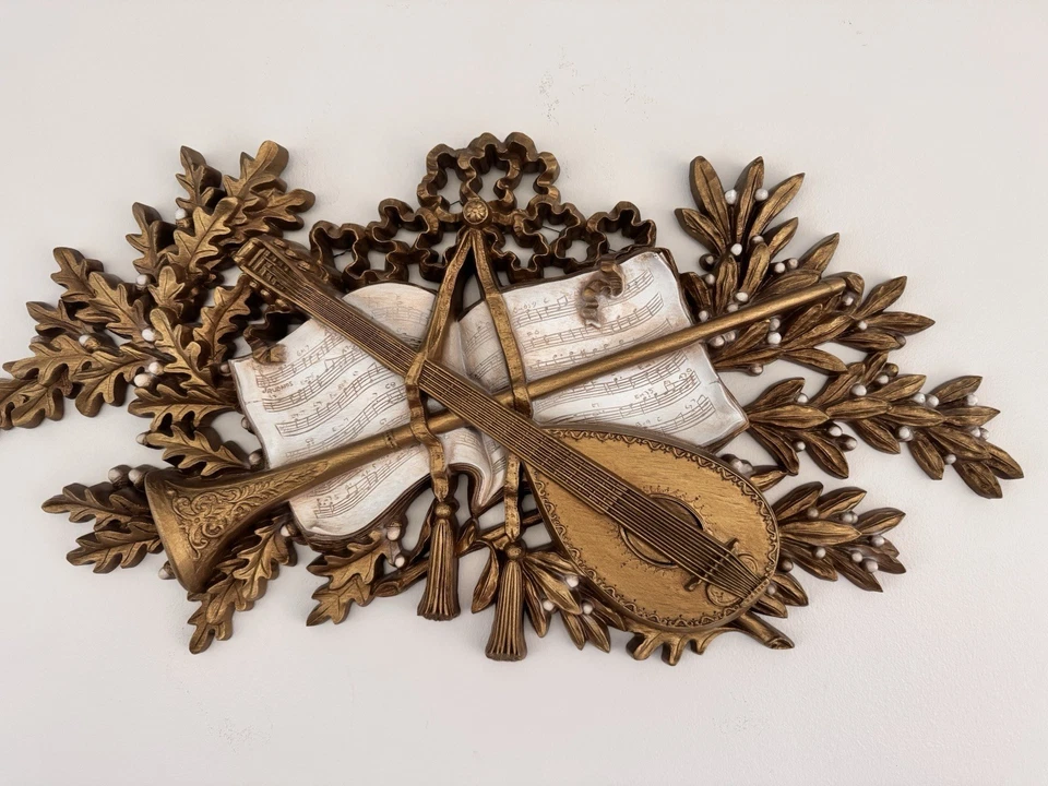 "Placa colgante de pared de madera de colección cancionero de música laúd cuerno italiano Rubatos 34x17""" Foto 1 de 4