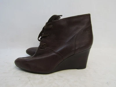 RALPH LAUREN женщин размер 8 B коричневый кожаный шнурует вверх на танкетке лодыжки модные ботинки - Изображение 1 из 4