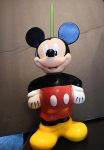 Vintage Disney Mickey Mouse Plastic Drink Bottle with straw 10 inch - Bild 1 von 6