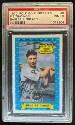 1970 Rold Gold Pretzels Pie Traynor Baseball Greats #8 PSA 9 MINT - Image 1 of 2