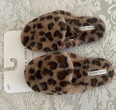 Новый с Ярлыками слайд тапочки большой 8/9 желтовато-коричневый коричневый леопард на Laura Ashley неношен - Изображение 1 из 4