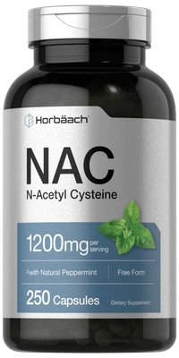 NAC N Acetil Cisteína 1200 mg | 250 cápsulas | Sin OGM, sin gluten | por Horbaach Foto 1 de 4