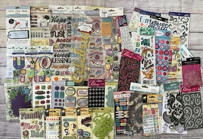 Mixed Lot of 40 Packs Scrapbooking Stickers and Embellishments Various Themes - Image 1 of 4